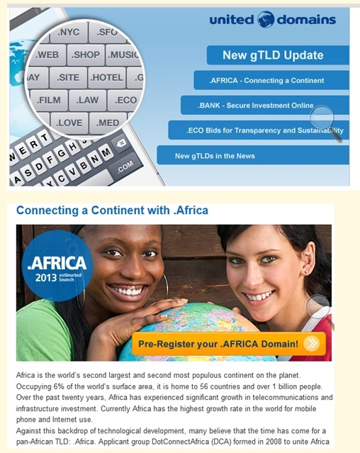 United Domains DotAfrica New gTLD